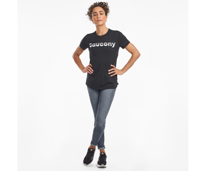 Saucony Rested Short Sleeve Women's Shirts Black | Canada 289EBCX